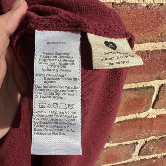 Madewell Dusty Burgundy Softfade Cotton Women T Shirt large NEW - Picture 5 of 7